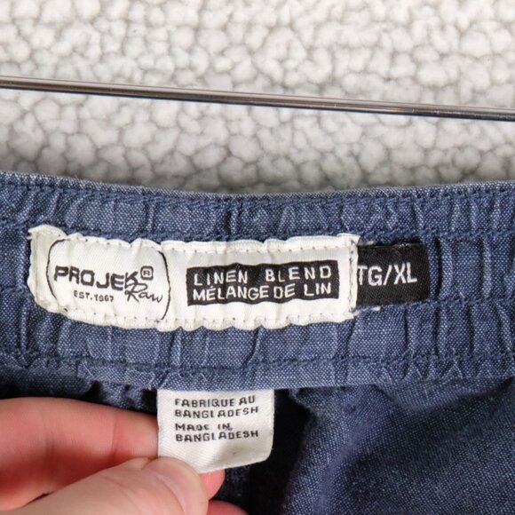 Projek Raw Shorts Mens Extra Large Blue Linen Blend Bermuda Long Drawstring - Picture 7 of 9